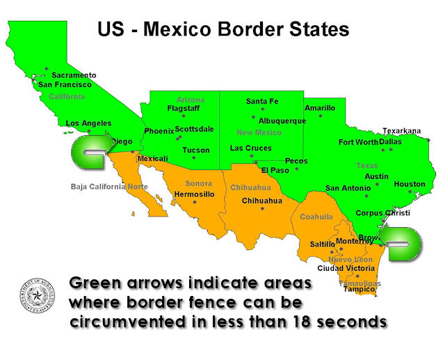 Map Of Usa And Mexico Border. U.S. / Mexico Border Fence